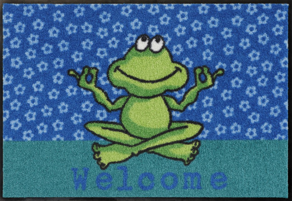 Yoga Frosch 50 x 75 cm waschbare Fußmatte von Salonloewe